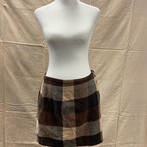 Fashion Plaid Brown and Cream Women's Skirt